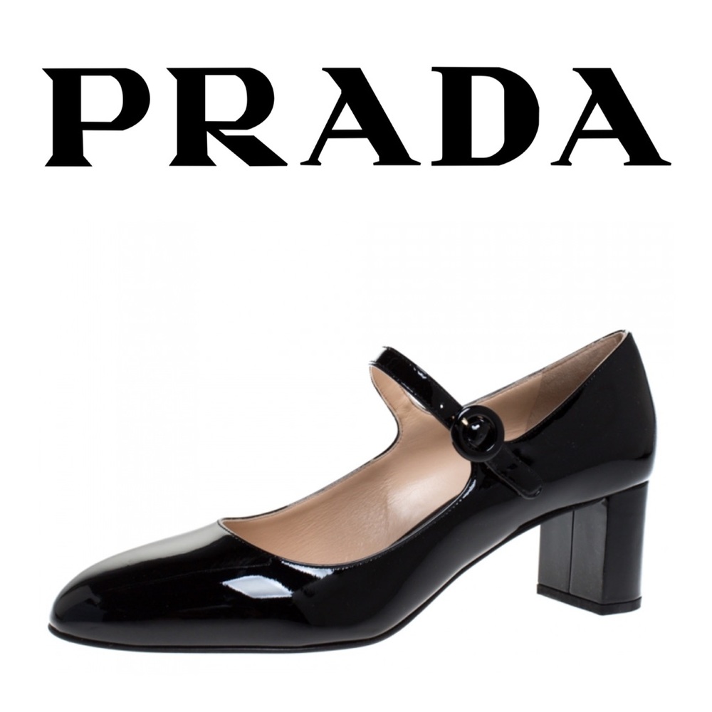 PRADA *Very lightly used* Patent Leather Block Heel Mary Janes 37.5